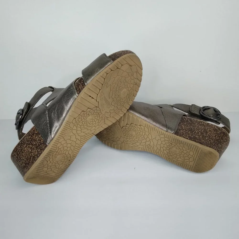 Dansko Women's Metallic Pewter Wedge Sandals